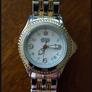 Wenger Swiss Military Women's Watch with White Dial and Gold-Silver Band